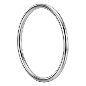 Minimalist polished silver titanium steel open bangle bracelet with sleek circular design