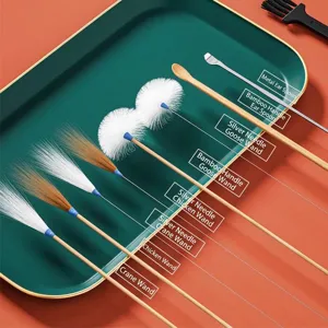 Herramienta Profesional para Eliminar la Cera del Oído Masaje Manual con Plumas de Ganso Bambú Acero Inoxidable Limpiador Estuche Accesorio