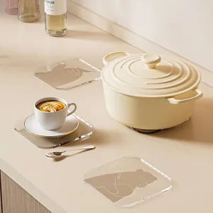 Transparent thickened PVC heat-resistant placemats with cute animal patterns for home