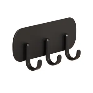 Minimalistische zwarte magnetische 3-haaks rek voor koelkast en keukenopslag