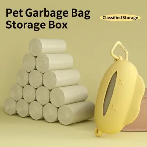 Portable cloud-shaped pet poop bag dispenser for outdoor dog walking with secure clip attachment