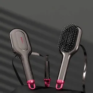 Professional Air Cushion Scalp Massage Comb For Women Electroplated Texture Detangling Hair Brush With Hidden Cleaning Tool