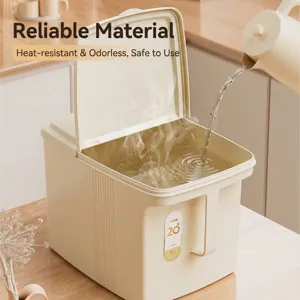 Cream moisture-proof rice storage bucket with handle for 10kg flour and grains