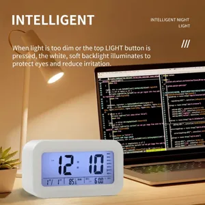 Smart Digital Alarm Clock For Kids Rechargeable Electronic Desktop Clock With Temperature Date Snooze Backlight