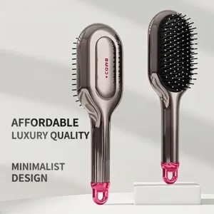 Grey metallic air cushion hair massage comb with minimalist design