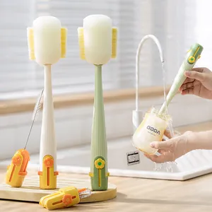 5-in-1 Babyflaschen-Reinigungsbürsten-Set für Tassen und Strohhalme mit Schwamm
