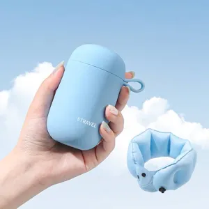 Almohada de Viaje Inflable en U Tipo Prensa con Caja de Almacenamiento Seda de Leche Silicona TPU Soporte de Cuello Avión