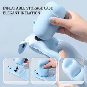 Almohada de viaje en U inflable manual portátil para soporte del cuello en viajes