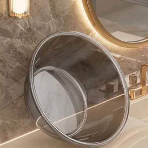 Élégant lavabo en plastique transparent moderne avec finition grise pour la salle de bain