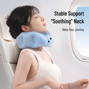 Almohada de viaje inflable en forma de U para avión y largos trayectos en tren