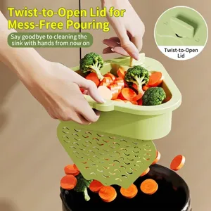 Triangular kitchen sink strainer basket with rotating lid for food waste filtering