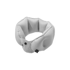 Almohada de viaje en forma de U inflable a presión gris claro para soporte cervical