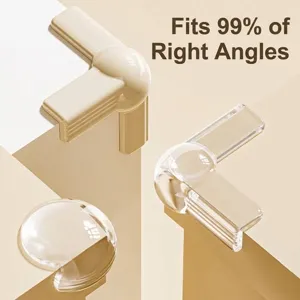 Transparent and cream soft silicone table corner protectors for baby safety and furniture