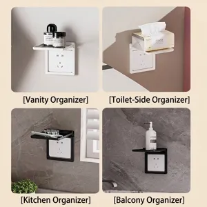 Universal 86-type socket shelf for bathroom, kitchen and dressing table wall storage