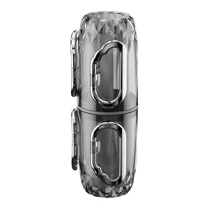 Portable travel wash cup set with smoke grey diamond texture and cloud carabiner hooks