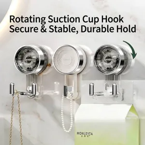 Vacuum Suction Cup Hook Heavy Duty Waterproof Drill-Free Removable PET ABS Double Hooks For Bathroom Kitchen Home Storage Organizers