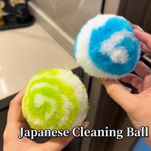 Japanese style swirl fuzzy cleaning balls for bathroom and kitchen surfaces