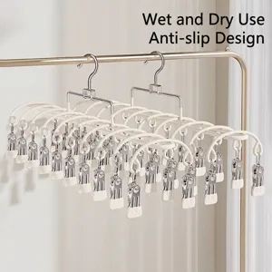 Durable multi-clip sock drying rack with windproof anti-slip design for laundry balcony