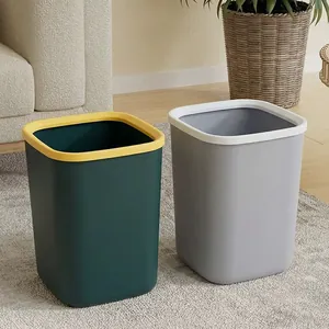 Nordic PET Plastic Trash Can Large Capacity Open Top Waste Bin With Pressure Ring Bag Holder For Kitchen Bathroom Living Room