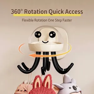 Organisateur à crochets multiples rotatif à 360 degrés avec un design de méduse mignon