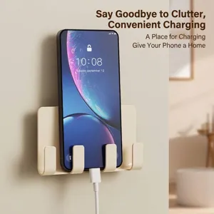 Minimalistische wandmontierte Handy-Ladestation ohne Bohren mit Haken für Zuhause