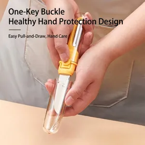 Éplucheur et couteau d'office 2-en-1 portable avec manche de sécurité jaune