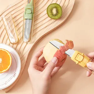 Couteau à fruits et éplucheur pliant 2-en-1 multifonction en acier inoxydable jaune