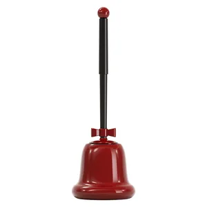 Creative red bell-shaped toilet brush with stylish base for modern bathroom decor
