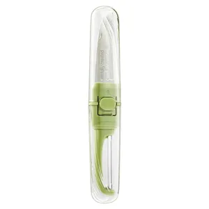 Ensemble couteau à fruits et éplucheur pliant 2-en-1 avec étui protecteur vert clair