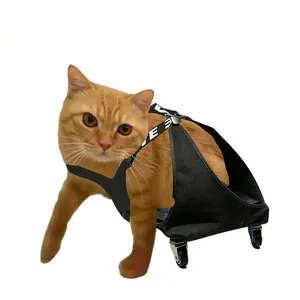 Black pet wheelchair scooter bag for disabled cats and small dogs