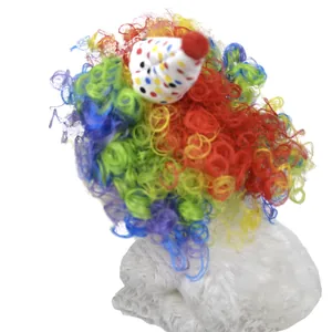 Parrucca da clown arcobaleno per animali con cappello a pois per cani e gatti Halloween