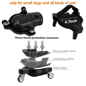 Pet wheelchair for disabled cats and small dogs with three-layer protective chassis.