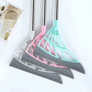 Magic silicone broom floor squeegee and window wiper with stainless steel handle