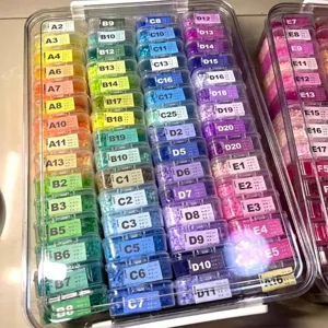 Caja de Almacenamiento de Plástico PET Transparente de Gran Capacidad Estuche de Rejilla Múltiple para Cuentas Joyas Accesorios de Artesanía Organizador