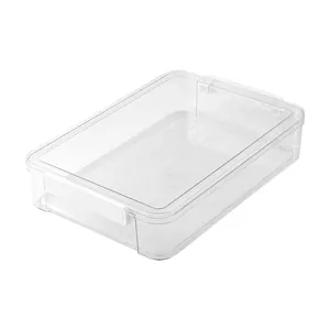 Caja de almacenamiento rectangular transparente de plástico para joyas y accesorios