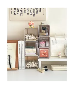Stackable clear acrylic drawer organizers for efficient desktop stationery storage