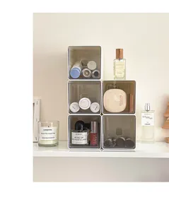 Transparent acrylic stackable desktop storage drawer organizers for vanity makeup