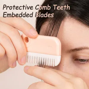 Pink multifunctional hair thinning comb for bangs with protective blade guard teeth