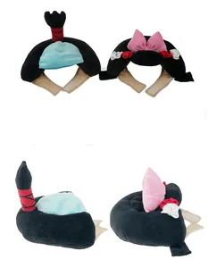Detailed views of Japanese samurai and geisha style pet hats for cats and dogs