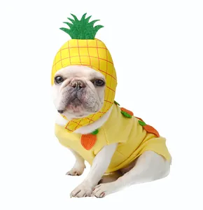 Lustiges Ananas-Haustierkostüm für kleine Hunde und Katzen, Set aus Hut und Weste