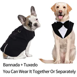Honden smoking en bandana set voor grote honden voor bruiloften of feestjes