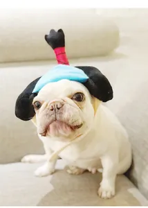 Funny pet samurai wig hat for dogs in traditional Japanese style dress-up outfit