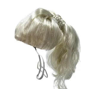Divertida peluca rubia con coleta para perros con banda elástica ajustable Halloween