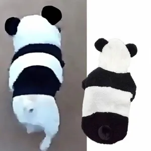 Cute Panda Cosplay Dog Hoodie Halloween Pet Costume Winter Warm Fleece Dog Clothes For Small Medium Dogs Puppy Apparel