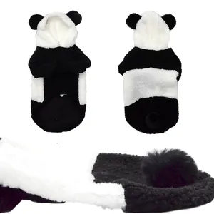 Warm fleece panda costume dog hoodie for small medium dogs autumn winter pet clothes