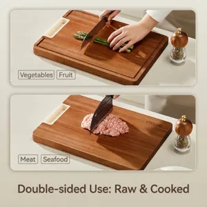 Premium double-sided ebony wood cutting board for raw and cooked food kitchen use