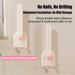 Boorvrije wandmontage organizer voor haaraccessoires in crème en roze met sterren