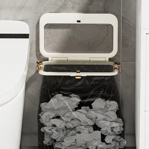 Modern wall-mounted foldable trash bag holder for bathroom and kitchen space saving use