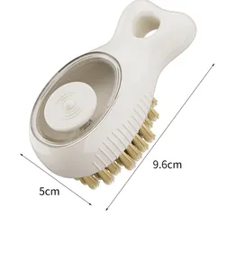 Multifunctional shoe brush with liquid dispenser and soft bristles, size 9.6x5cm