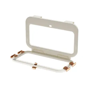 Foldable wall-mounted trash bag holder rack with elegant rose gold metal clips for kitchen use